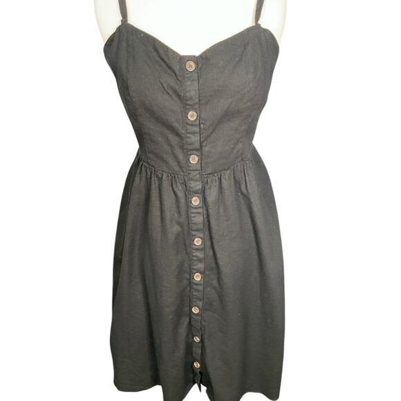 Old Navy Cami Dress Black Brown Button Baby Doll Dress Smock Back Size Large - Picture 2 of 10